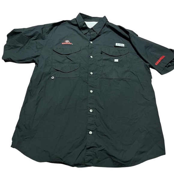 University Georgia Bulldogs Columbia PFG Black Button Down Size XL Football UGA - Picture 1 of 8